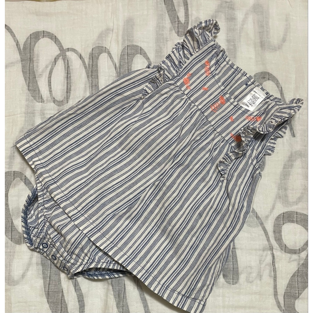 Girls Just One You by Carter's romper Dress 24 Months White Blue Striped romper